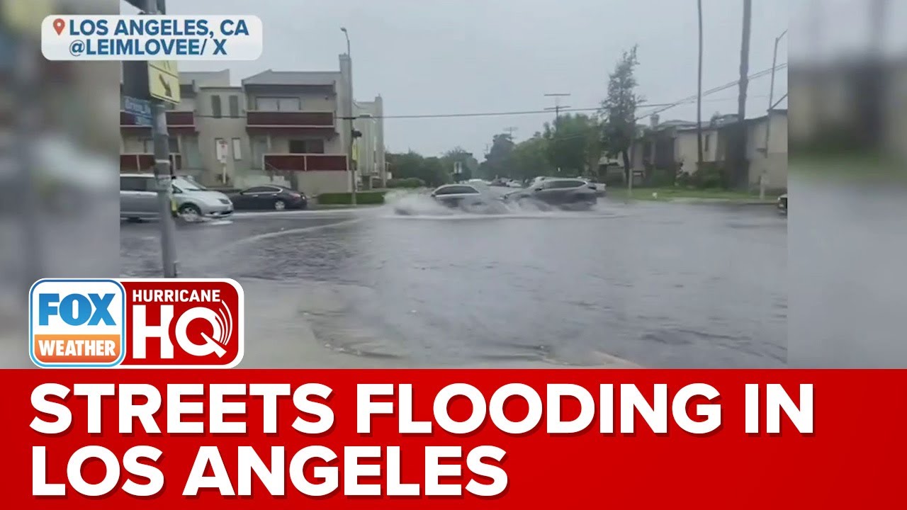 Core Of Tropical Storm Hilary Nearing Southern California, Streets Flooding In Los Angeles