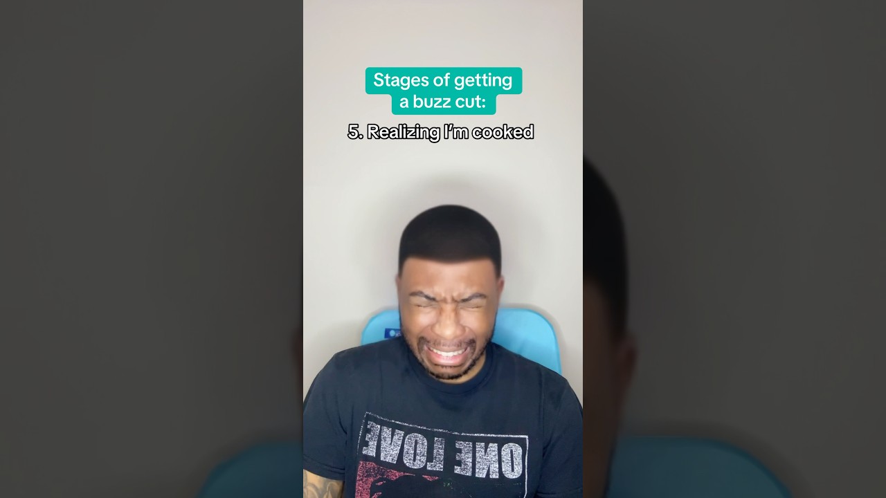 Stages of getting a buzz cut