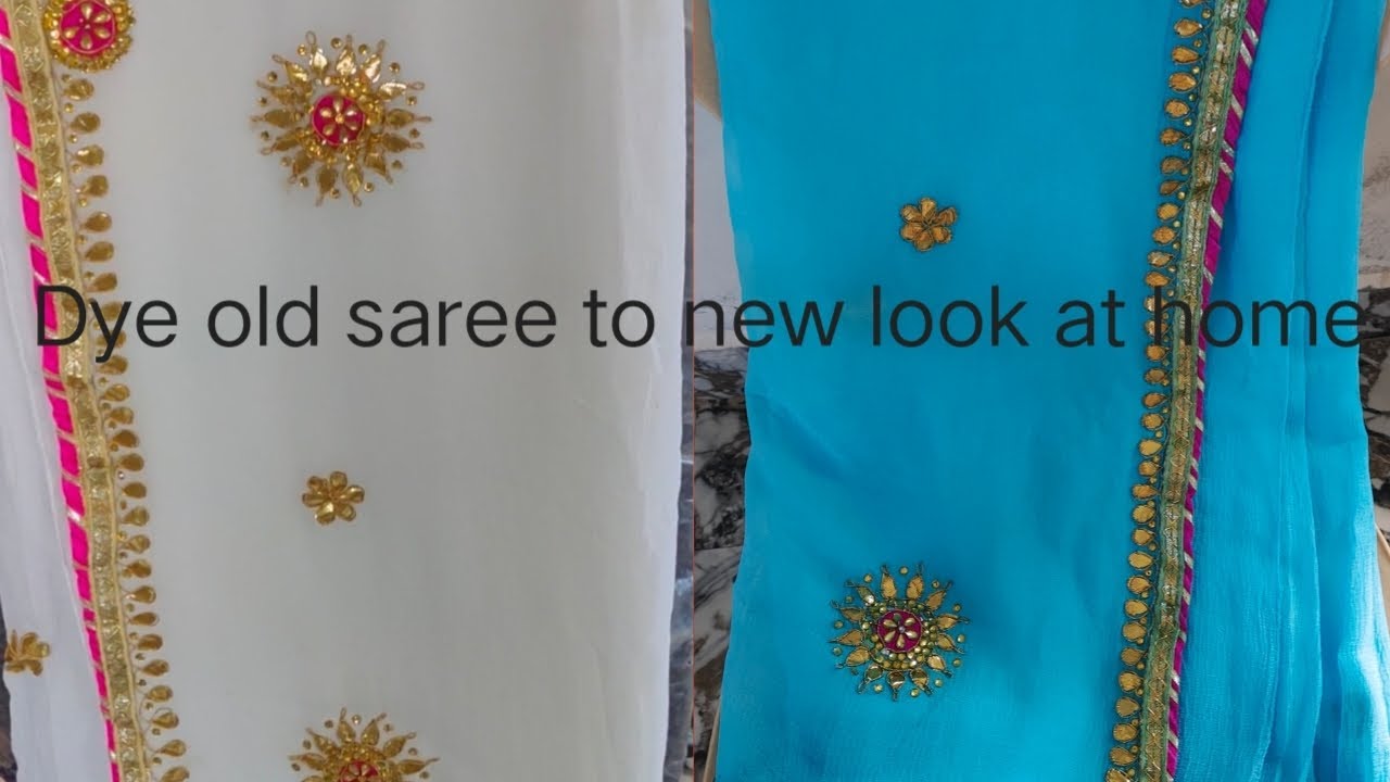 Saree dying at home with kadam pakka rang/ Re dyed faded saree / dying at home