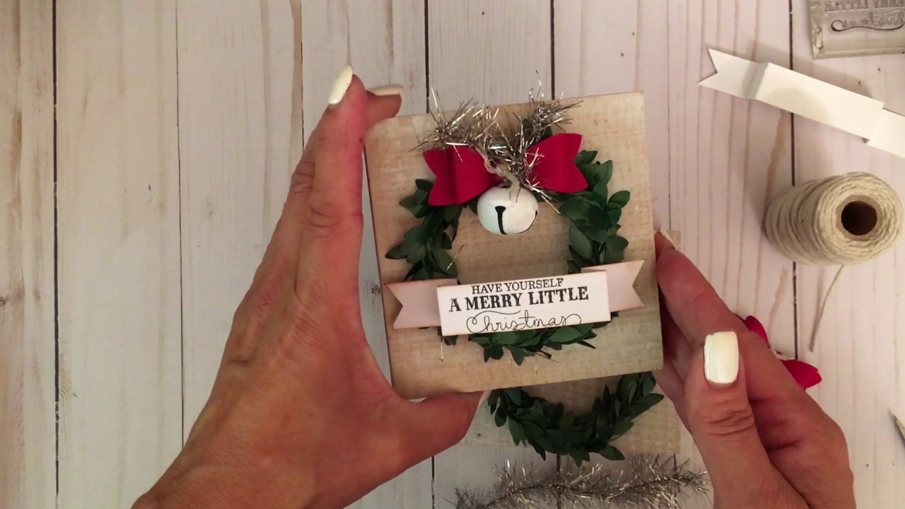 Craft Fair/Holiday Boutique Idea- 4x4 Christmas Blocks using HS Wreaths & Banners with Tutorial