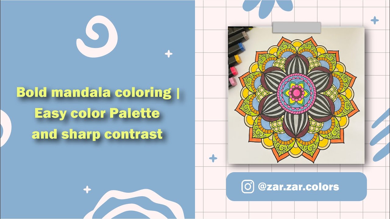 Bold Mandala Coloring with Alcohol Markers | Easy Color Palette & Sharp Contrast