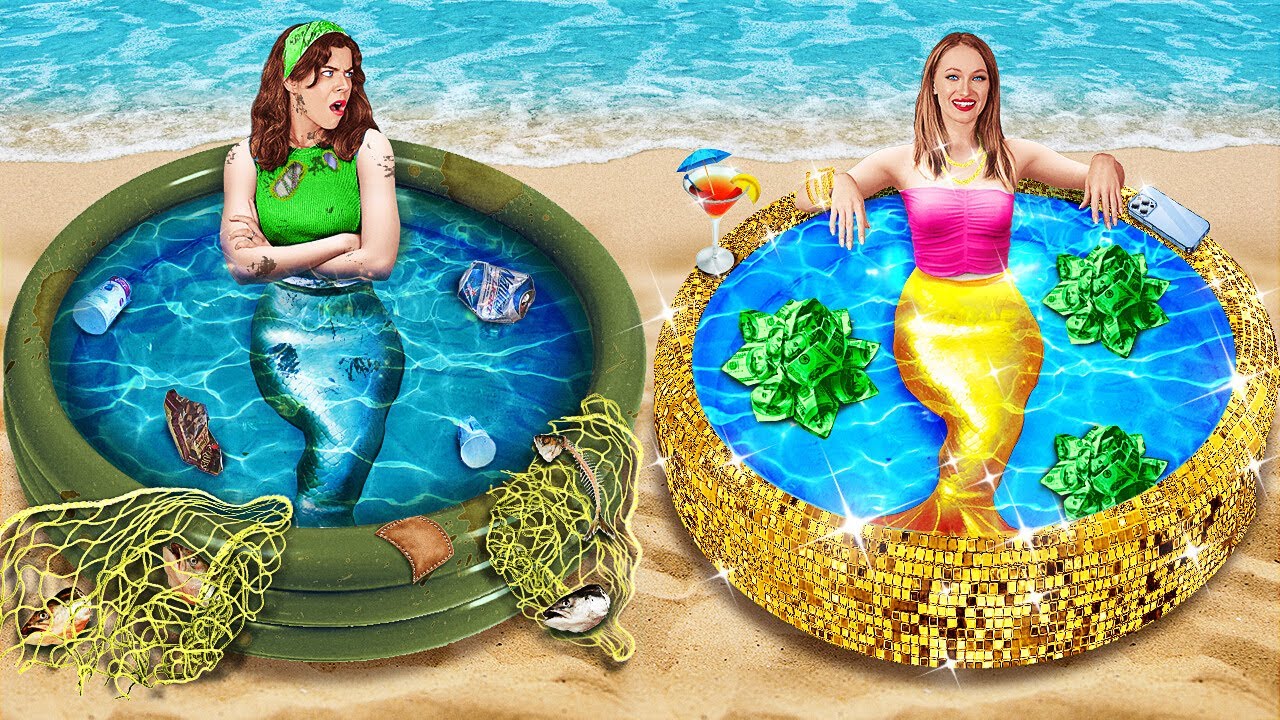 Bogata vs Biedna Syrena🧜&zwj;♀️ Jak Stać Się Syreną w Szkole✨ Ekstremalne Transformacje z 123 GO!