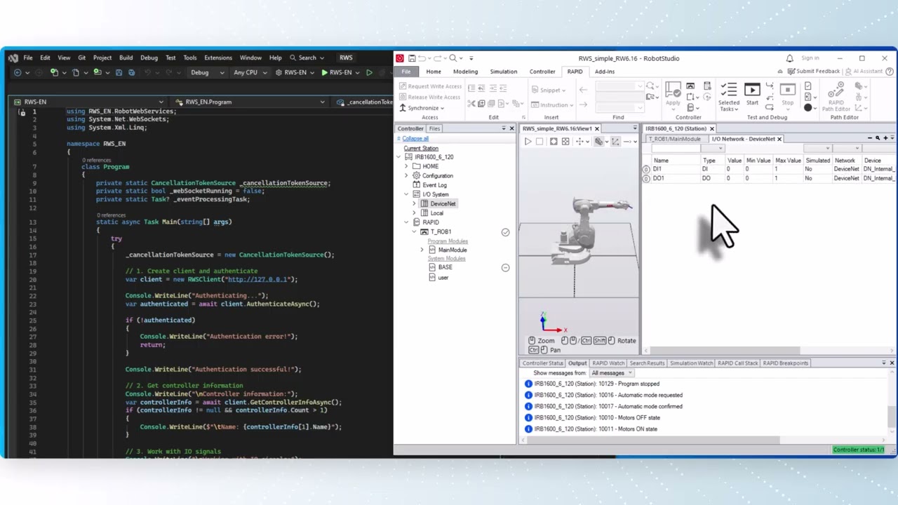 ABB WEBSOCKET / С# Console + RW6.16