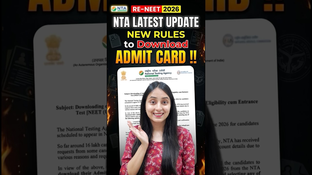 NTA&rsquo;s New Steps for RE-NEET 2026 ADMIT CARD Download !! #reneet2026 #admitcard #nta #trending #fyp