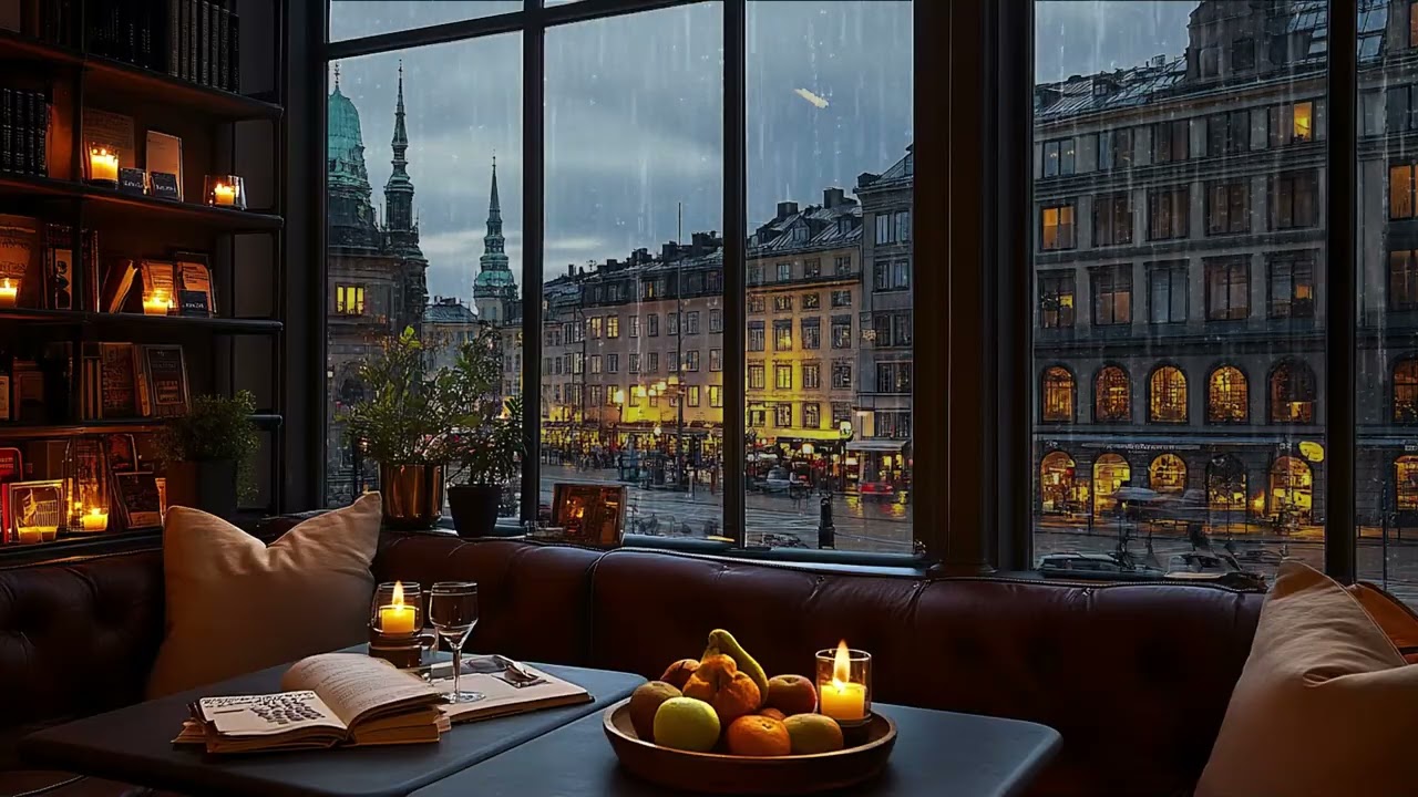 Relaxing Jazz Music with Rain Sounds on the Window for Relaxing Sleeping and Studying