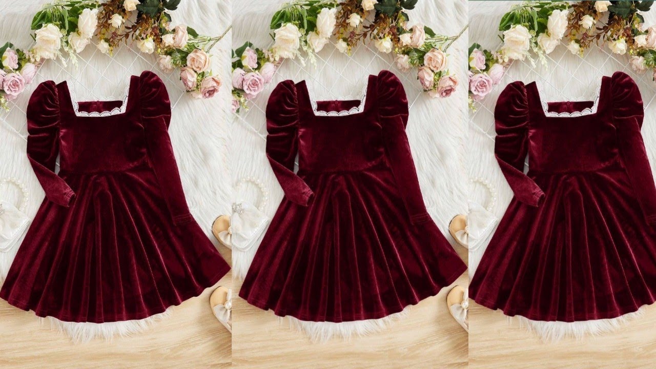 velvet baby frock/ very easy full flared umbrella cut baby frock/winter spacial baby dress