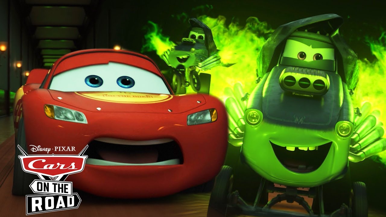 Ghost Cars Chase Lightning McQueen in Cars on the Road | Pixar Cars | @disneyjr