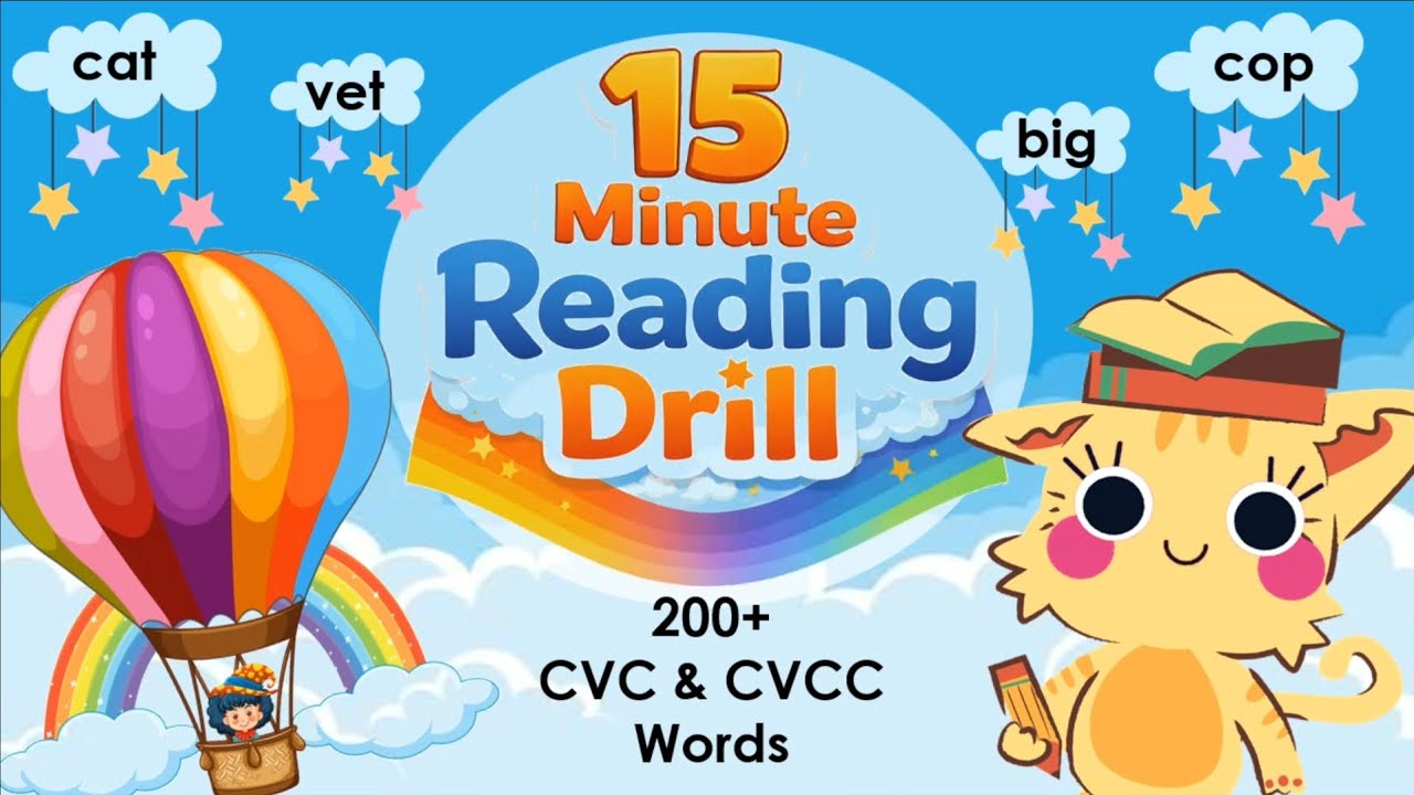 Reading practice for Kindergarten and Grade 1 | CVC Words | Daily English Reading Drill