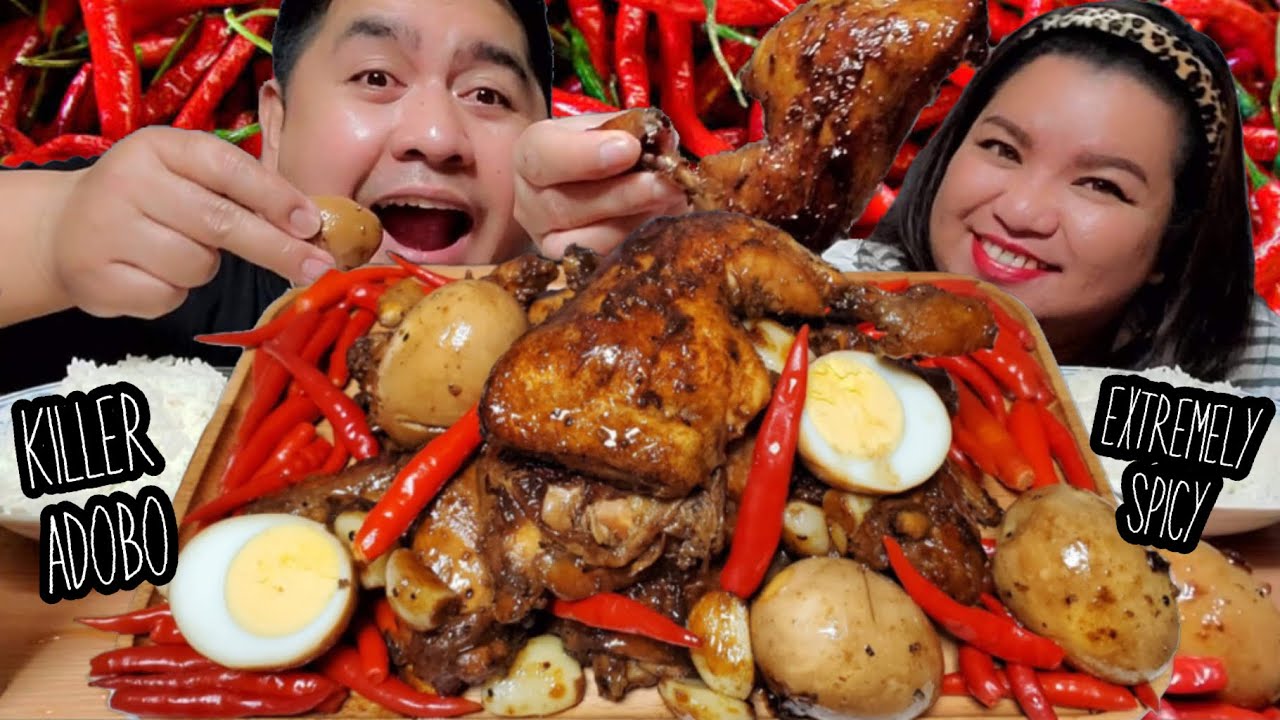 EXTREMELY SPICY ADOBO ☆ KILLER ADOBO | FILIPINO FOOD | MUKBANG PHILIPPINES