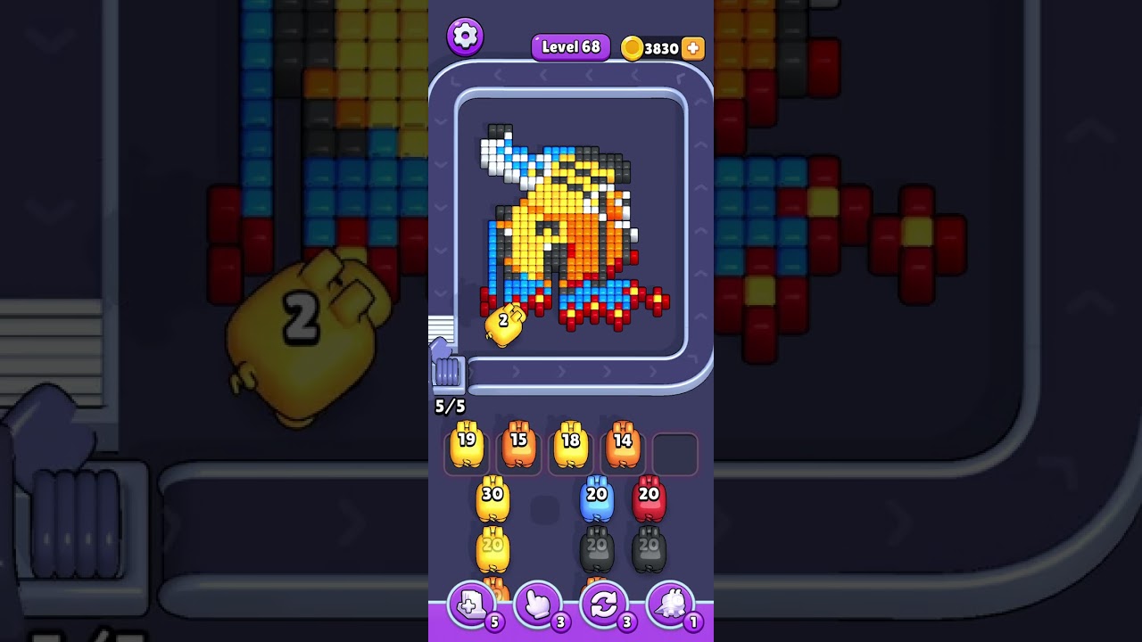 Pixel Flow Level 68 Solution #pixelflowpuzzlegame #pixelflow #pixelflowgame #level68