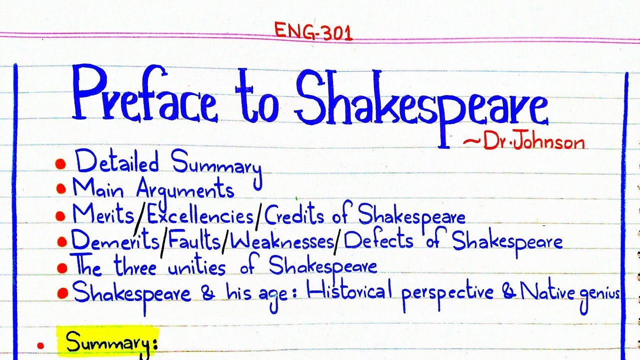 Preface to Shakespeare || Dr Johnson #ENG-301 #5thsemester #pu
