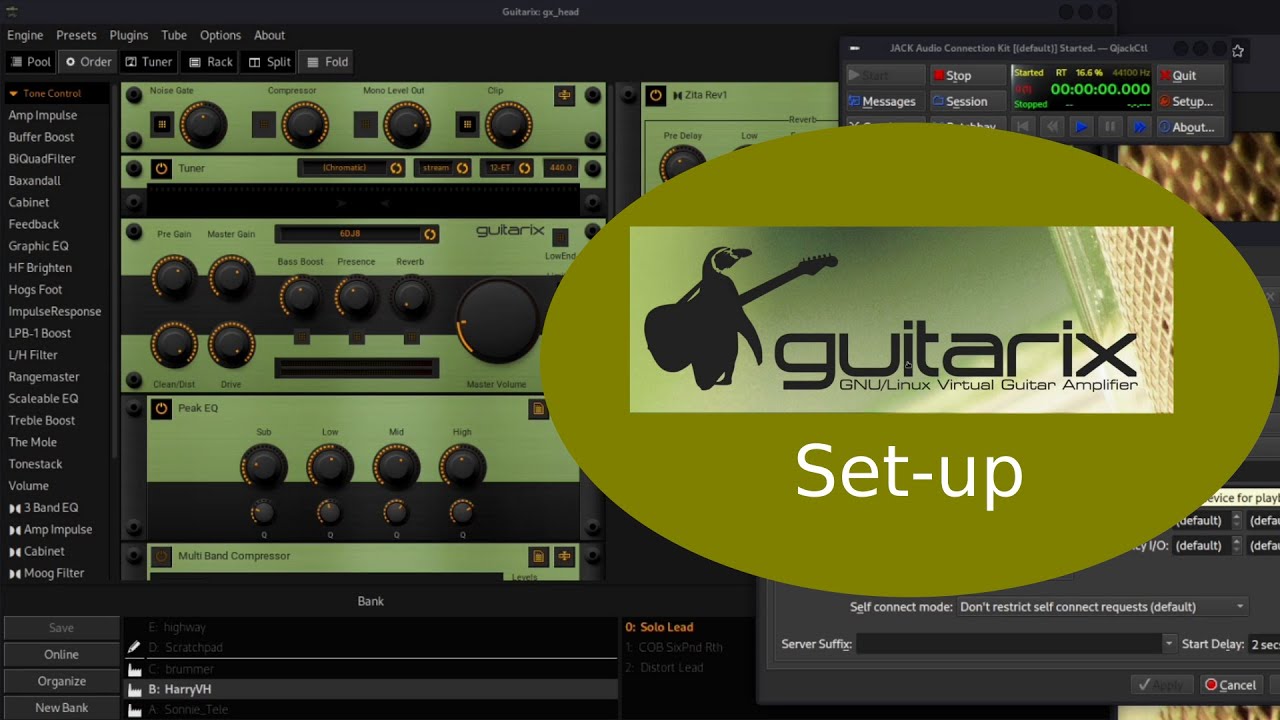 Guitarix - Set up - Jack with Pulseaudio, tone for solo lead, latency