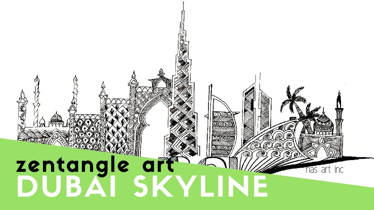 DUBAI SKYLINE ZENTANGLE DRAWING TIMELAPSE