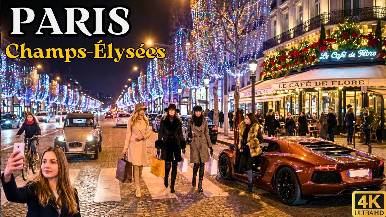 Paris Champs-Élysées Night Walk 4K 🇫🇷 | Real Street Life & Luxury Avenue Ambience