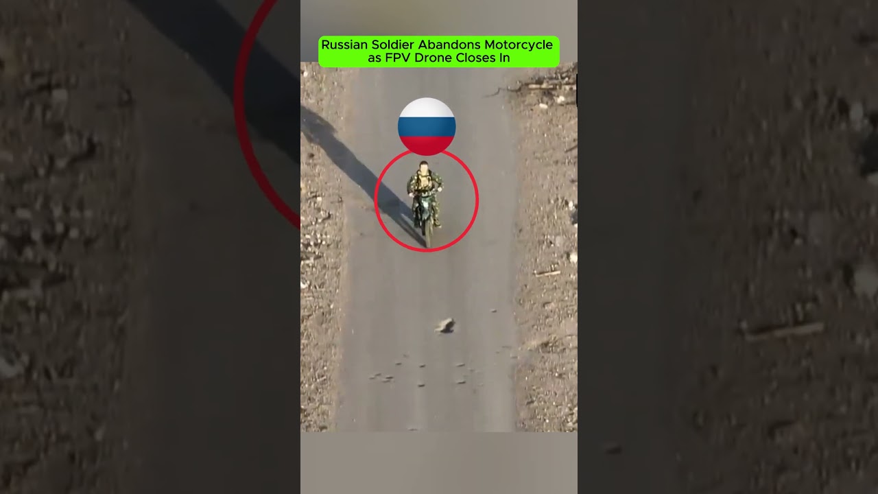 Russian Soldier Abandons Motorcycle as FPV Drone Closes In | Combat Footage.