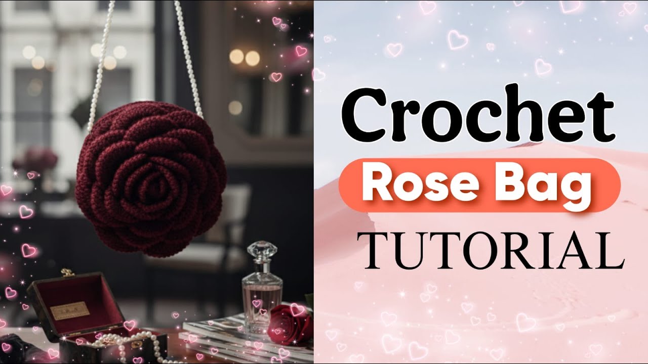 👜Sewing roses, one stitch at a time 👜 Crochet Rose Bag Tutorial step by steps🥀✨