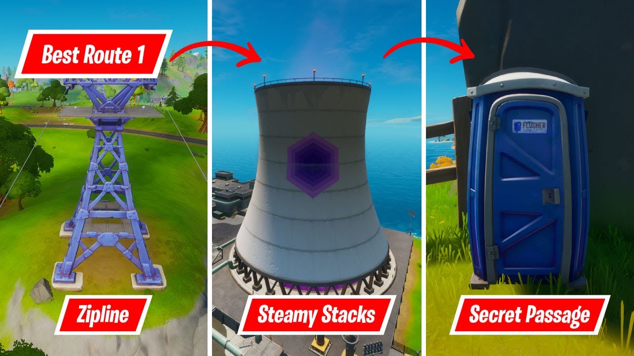 [Easiest Route] Ride the Steamy Stacks, a Zipline, and use a Secret Passage in a single match