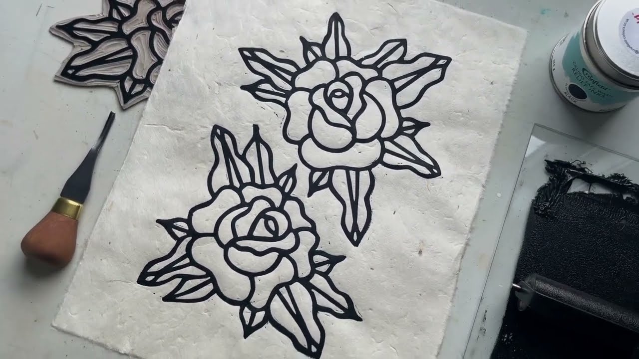 Satisfying Art Process | Linocut Printmaking | Block Printing | Linoleum Carving | Visual ASMR