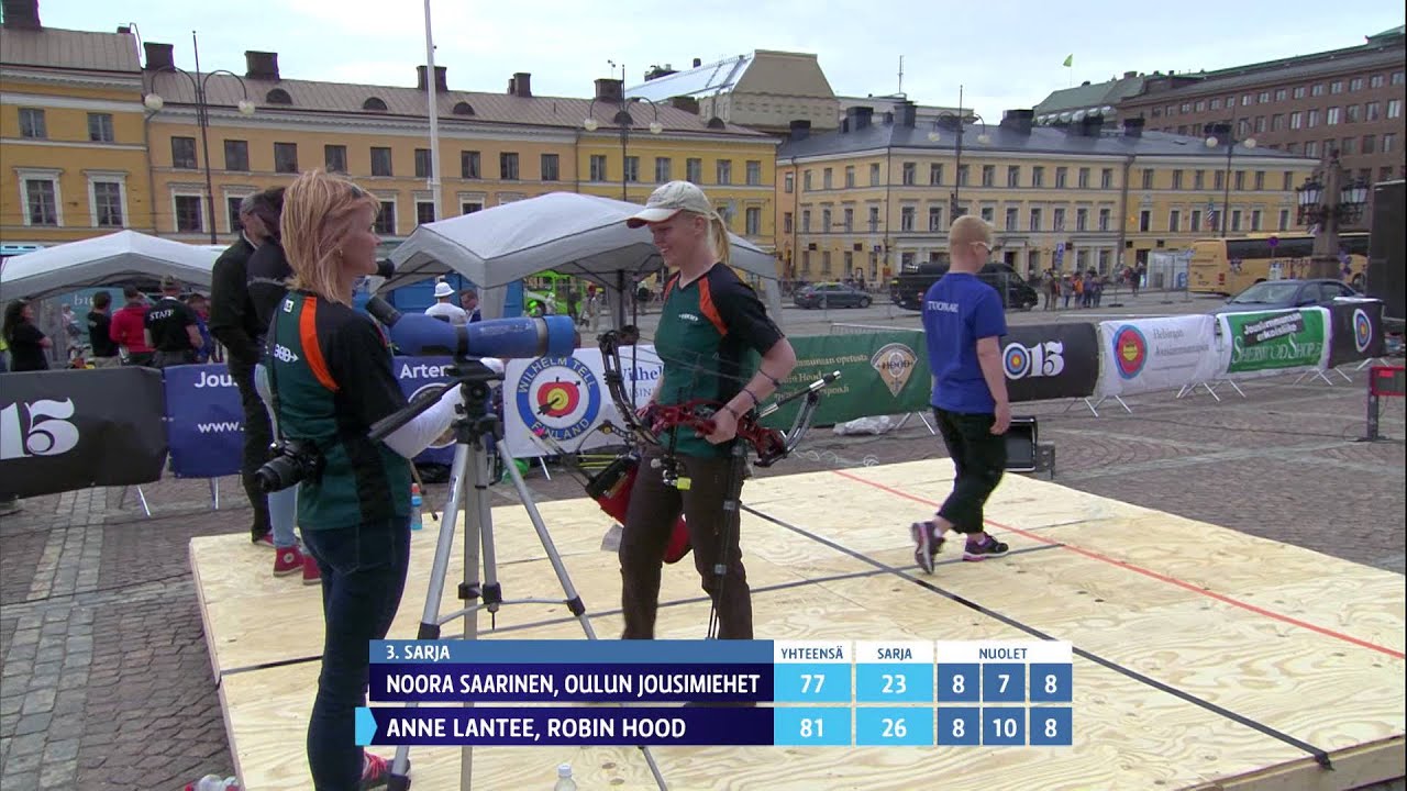 Anne Lantee - Noora Saarinen, taljajousen naisten SM-finaali, Senaatintori, Helsinki 19.7.2015