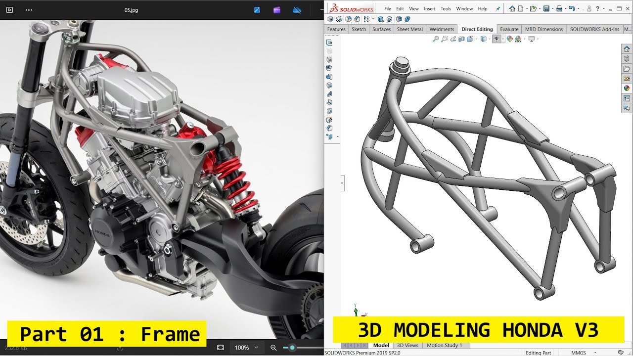 3D Modeling Honda V3 [ Part 01 : Frame ]