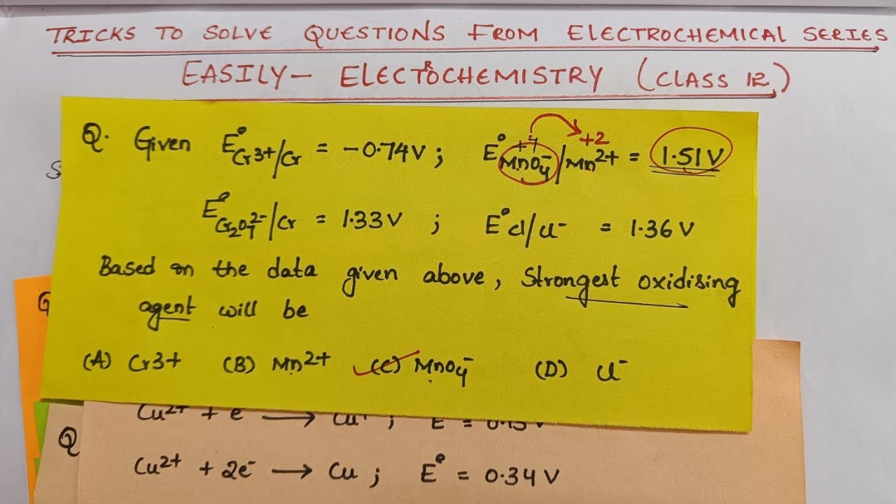 Tricks to Solve Electrochemical Series Questions Easily from Electrochemistry chapter by Komali mam
