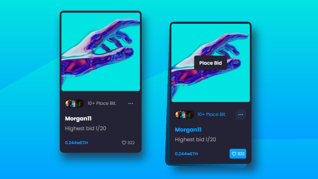 Creative Product Card for NFT Website with HTML CSS