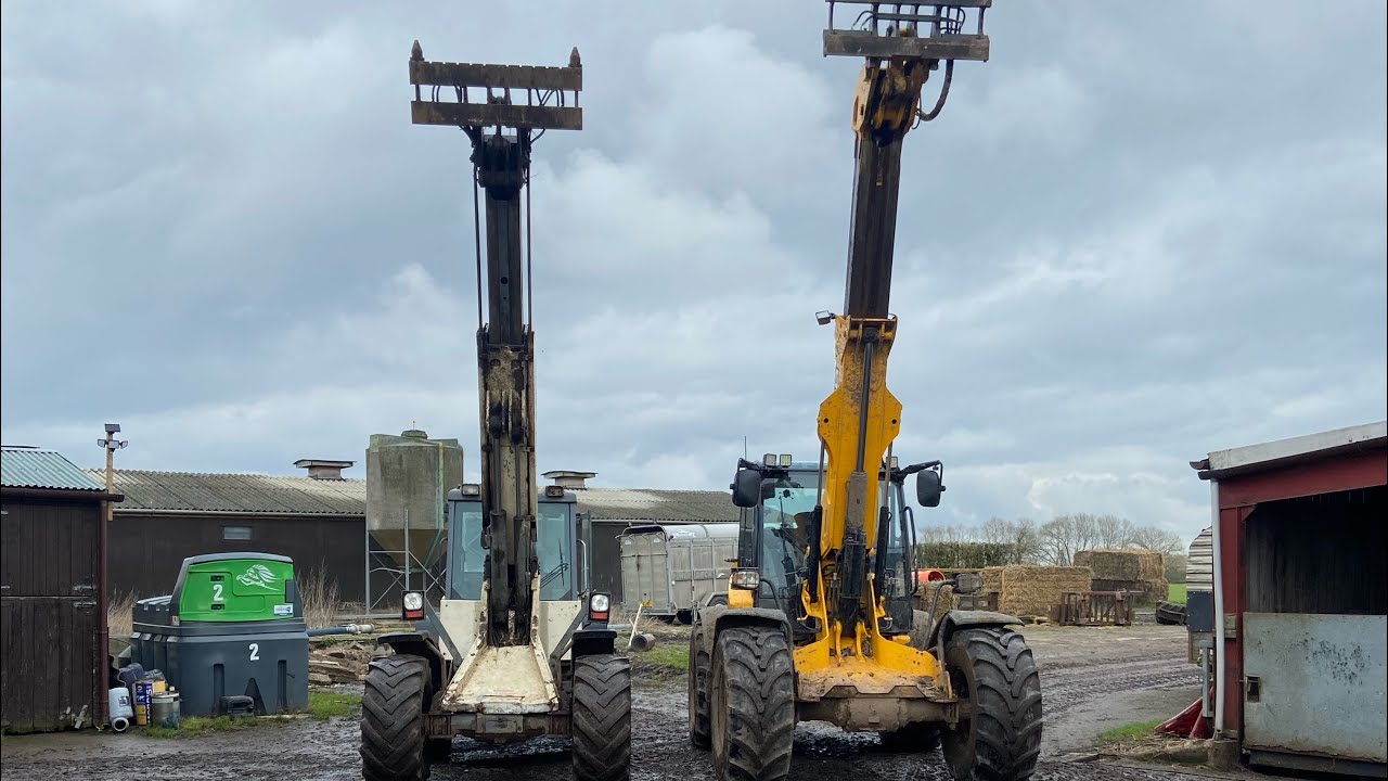 Jcb tm320s against terex tr200 feeding pigs making a ramp