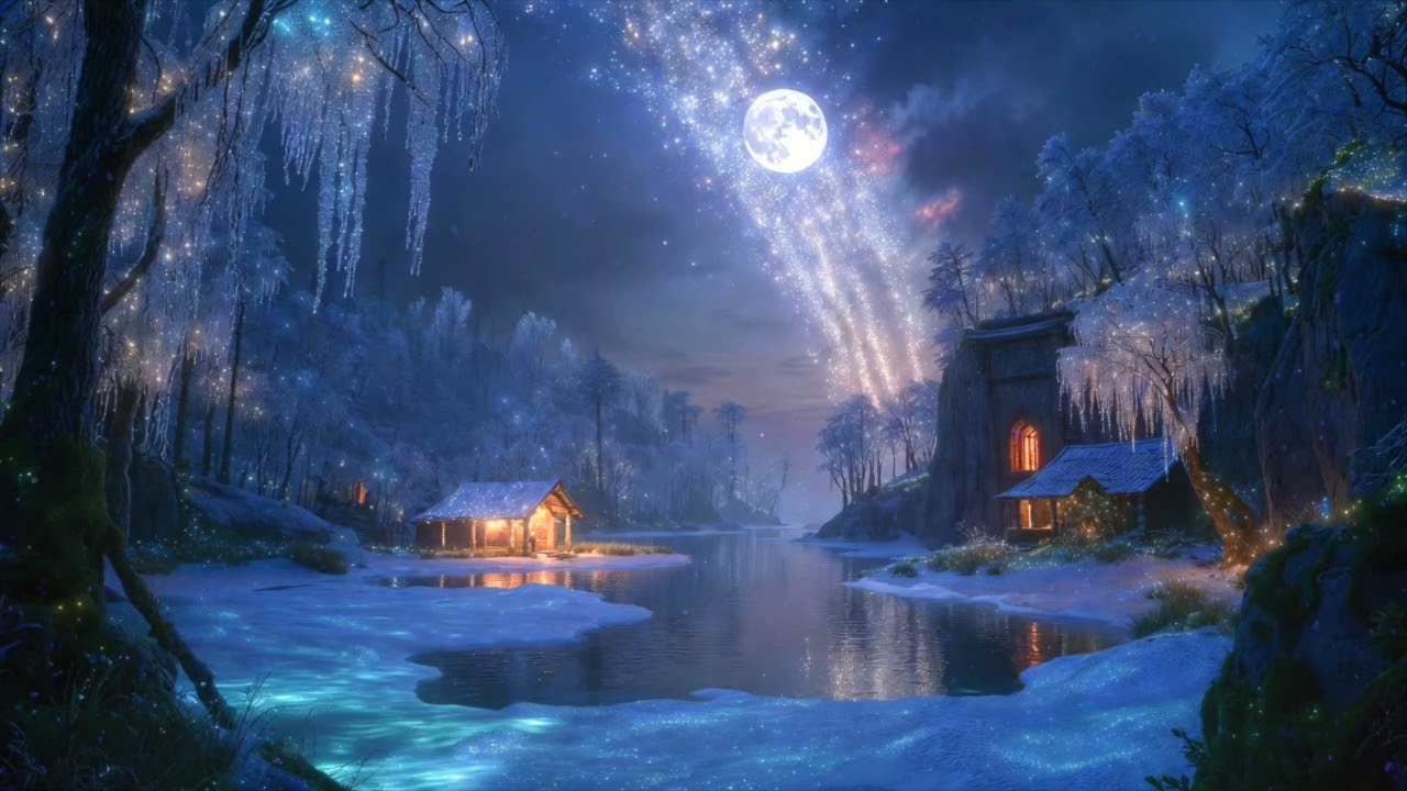 Drift Into Deep Sleep Beside a Moonlit Winter Brook ✧ Insomnia Relief & Healing Rest 🌙