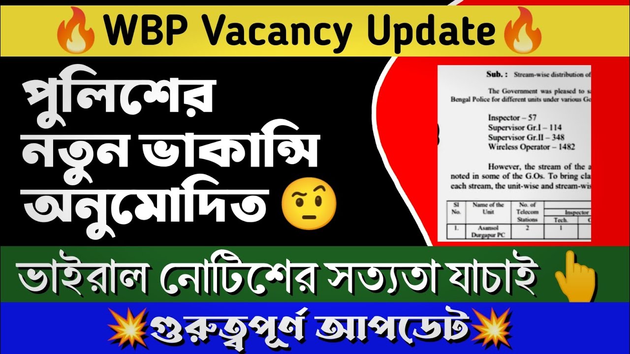 🔥WBP New Update | সত্যিই কি নতুন vacancy অনুমোদিত হলো 😱| 
