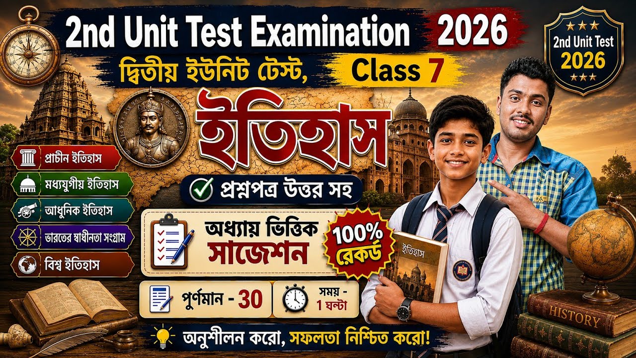 Class 7 History 2nd Unit Test 2026 || Class 7 History 2nd Unit Test Question Paper 2026 || Itihas 