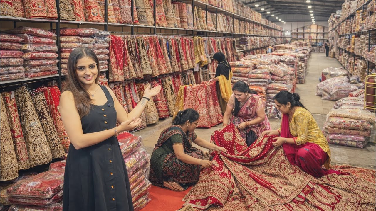 लहंगा होलसेल मार्केट में सबसे सस्ता बेस्ट कलेक्शन 💥 Wholesale Price Lehenga #lehenga #saree #shorts 