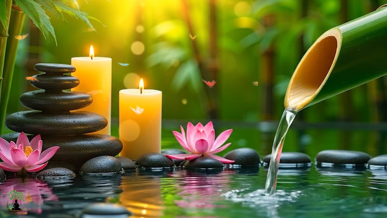 Soothing Spa Piano Music 🌿 Deep Sleep Relaxing Music & Bamboo Water Sounds for Calm Mind, Stress
