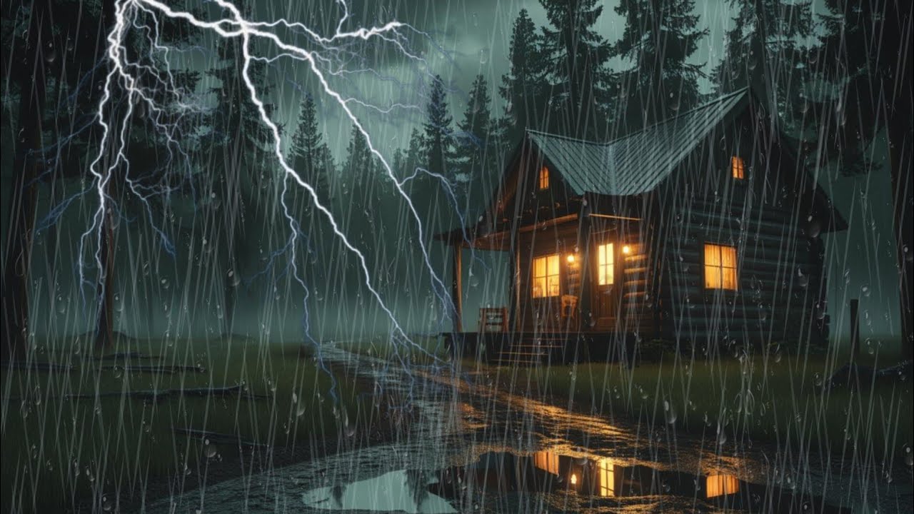 Durma profundamente com chuva intensa e trovões suaves | Adeus ansiedade noturna 🌧️