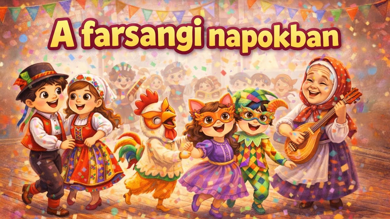 🎭 A farsangi napokban | Vidám farsangi népdal gyerekeknek