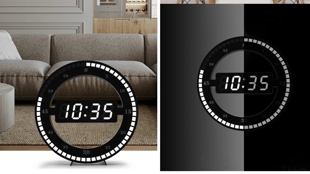 LED Digital Clock Ring Wall With Auto Brightness Adjustment