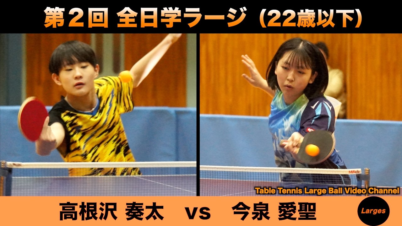 【ラージボール】高根沢奏太vs今泉愛聖　第２回 全日学ラージ【卓球動画】Table Tennis Large Ball Videos