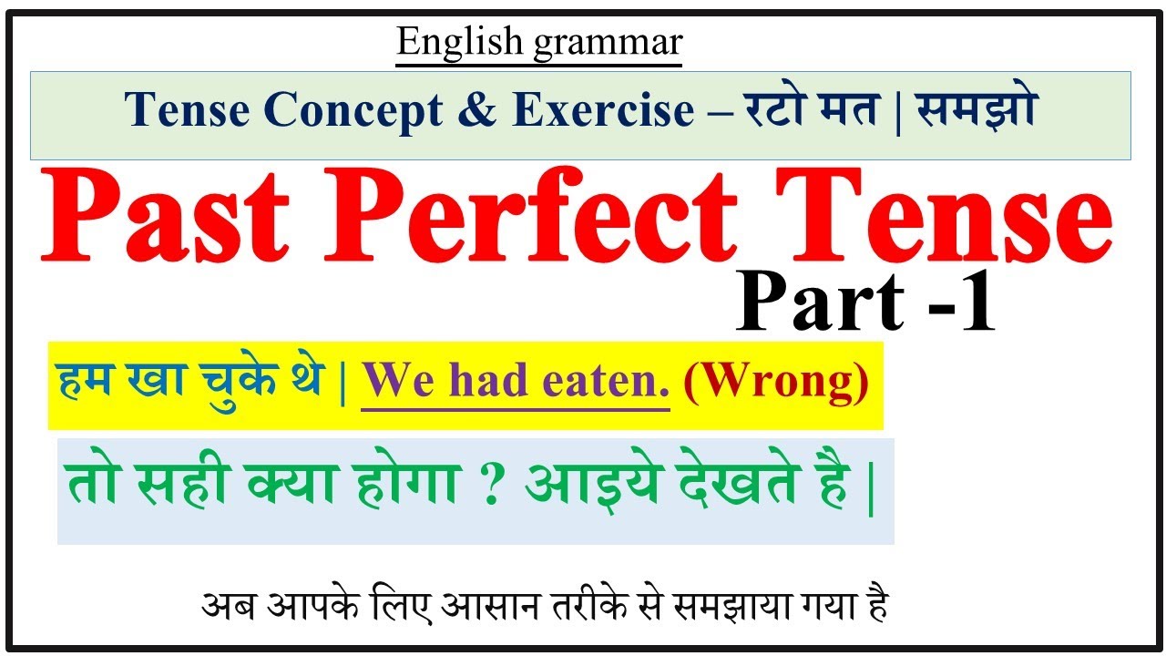 Past Perfect Tense | Part -1 Concept & Exercise | Tense In English | PAST INDEFINITE VS PAST PERFECT