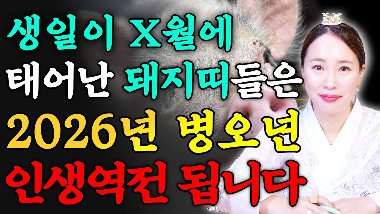 [2026년 병오년 돼지띠운세] x월에 태어난 돼지띠는 2026년에 100% 인생 역전합니다! 금전,귀인,문서운 모두 터진다! 59년생 71년생 83년생 95년생 돼지띠의 신년운세