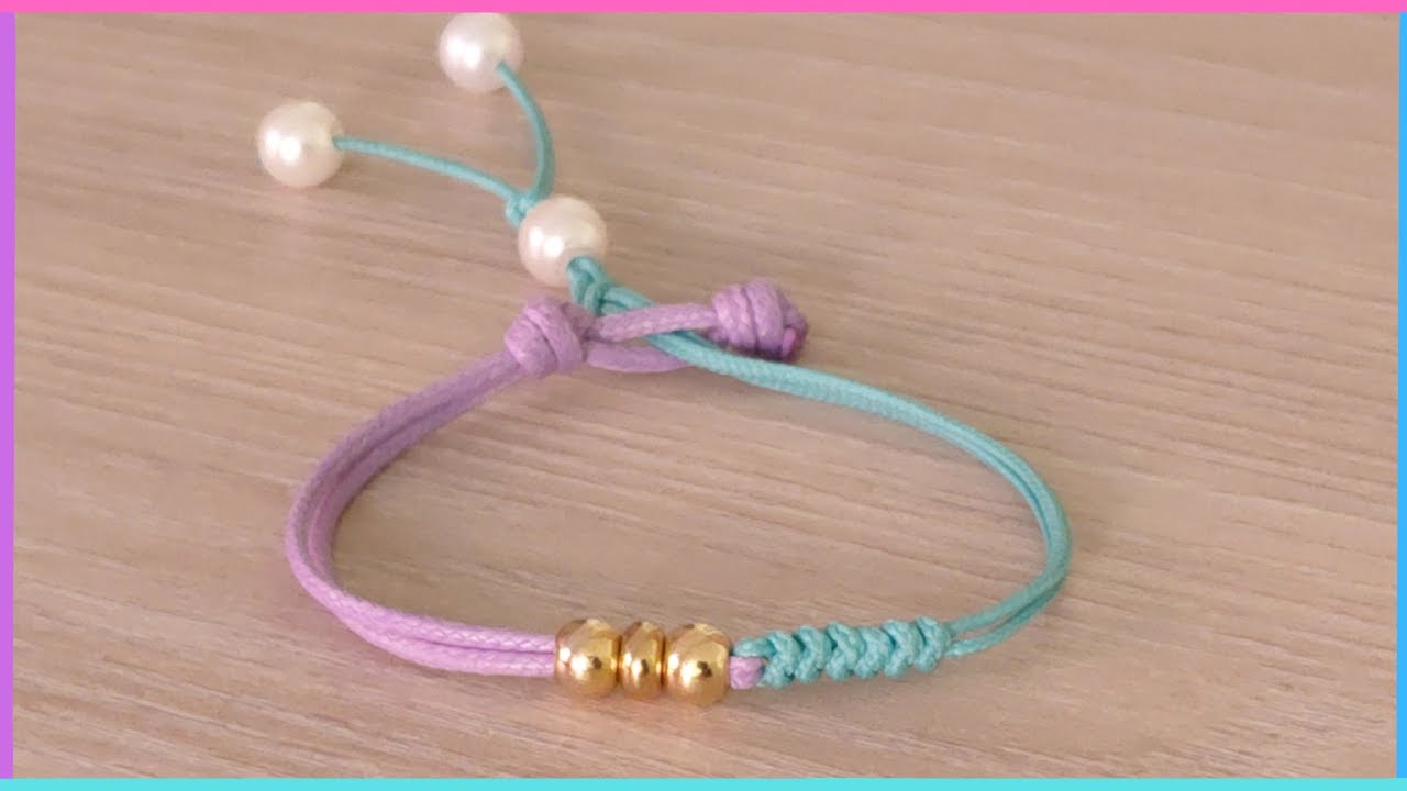 PULSERA DOS COLORES ECHA EN HILO FACIL DE HACER 🌻