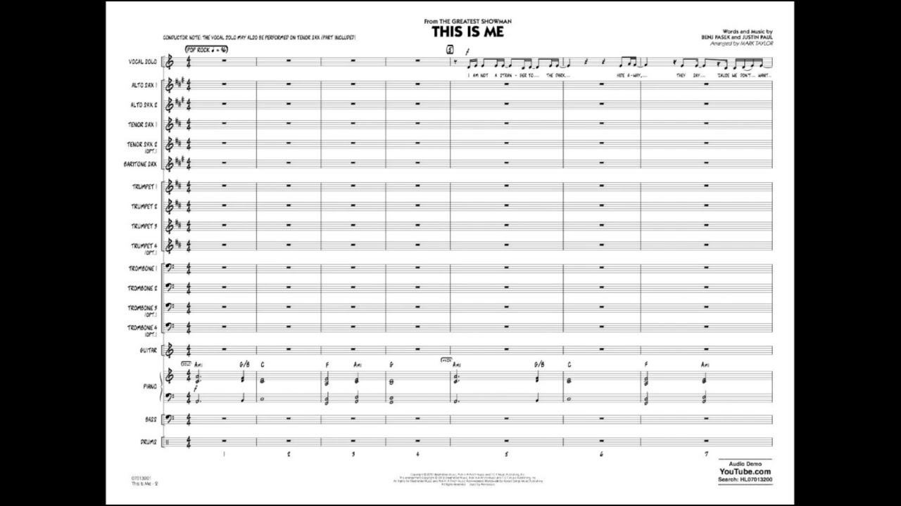 This Is Me (from The Greatest Showman) arranged by Mark Taylor