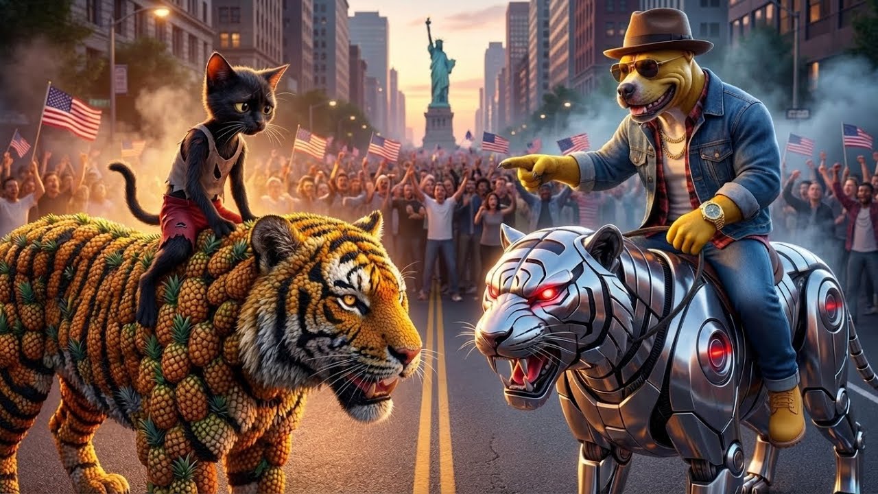 Epic Tiger Race 🐯 Pineapple Tiger vs Steel Tiger (3D Animation)- POOR CAT vs RICH DOG