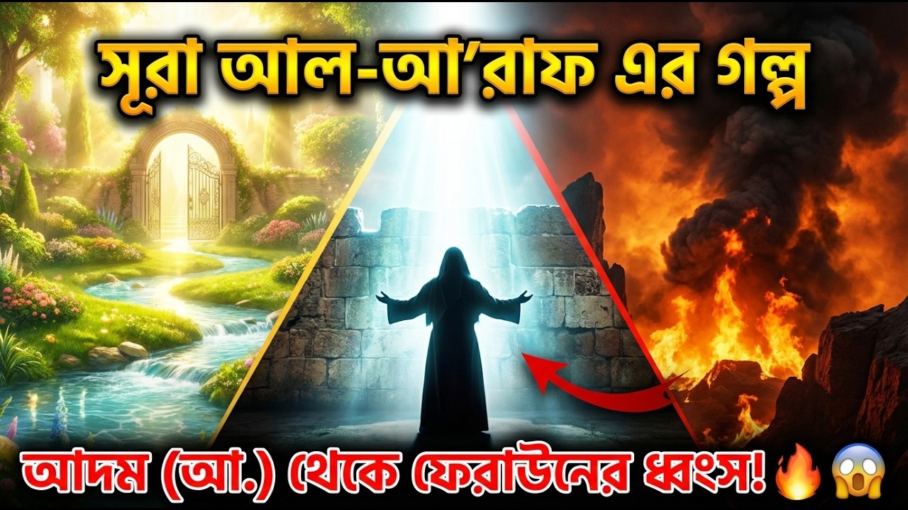 আদম (আ.) থেকে ফেরাউনের ধ্বংস পর্যন্ত! সূরা আল-আ'রাফের এমন ঘটনা যা শুনলে কেঁপে উঠবেন! 😱🔥
