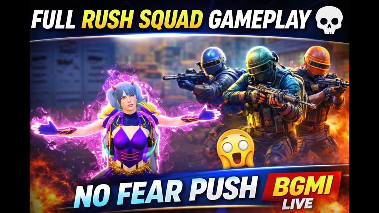 💀 Full Rush Squad Gameplay 😱 | No Fear Push | BGMI LIVE #shorts #shortslive #risingstar