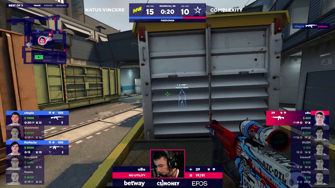 S1mple knifes BlameF, then kills 2 in the last round.