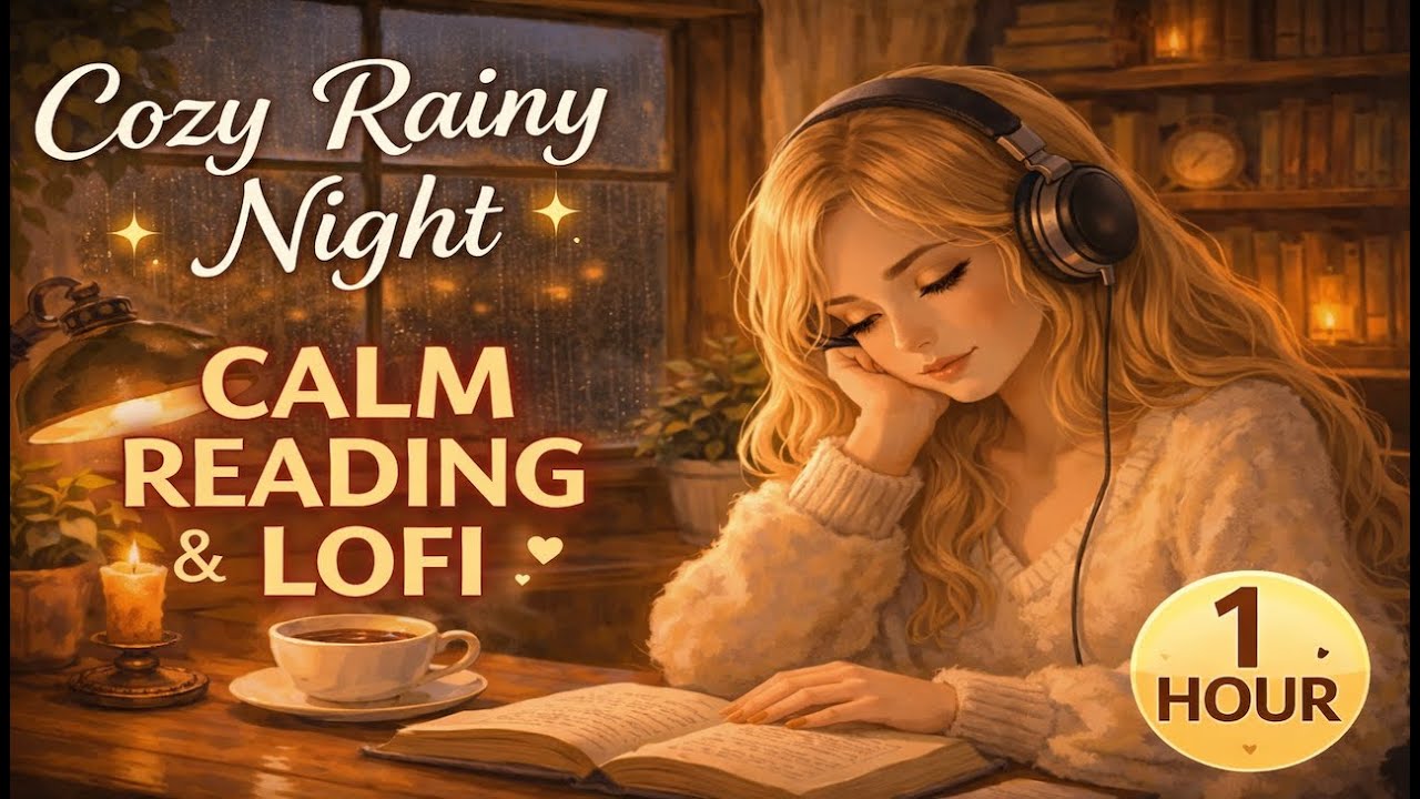 Cozy Rainy Night 📚 Calm Reading, Soft Candlelight & Relaxing Lofi | 1 Hour Focus + Chill