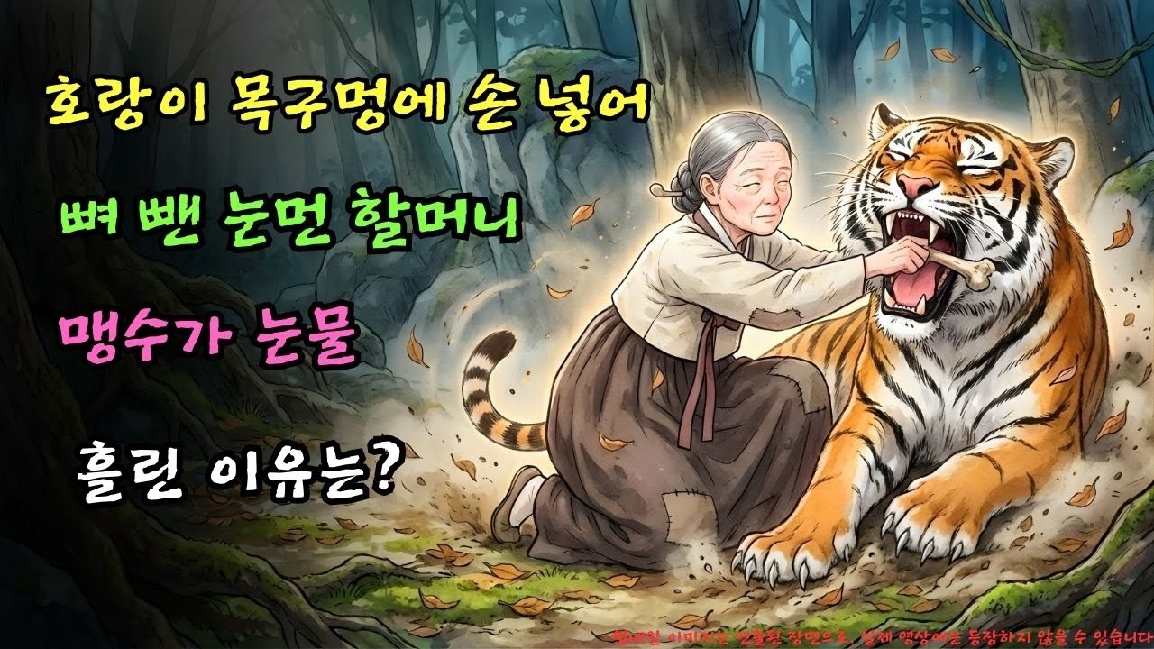 호랑이 목구멍에 손 넣어 뼈 뺀 눈먼 할머니, 맹수가 눈물 흘린 이유는? | 야담 |옛날이야기 |민담 |전설 | 설화