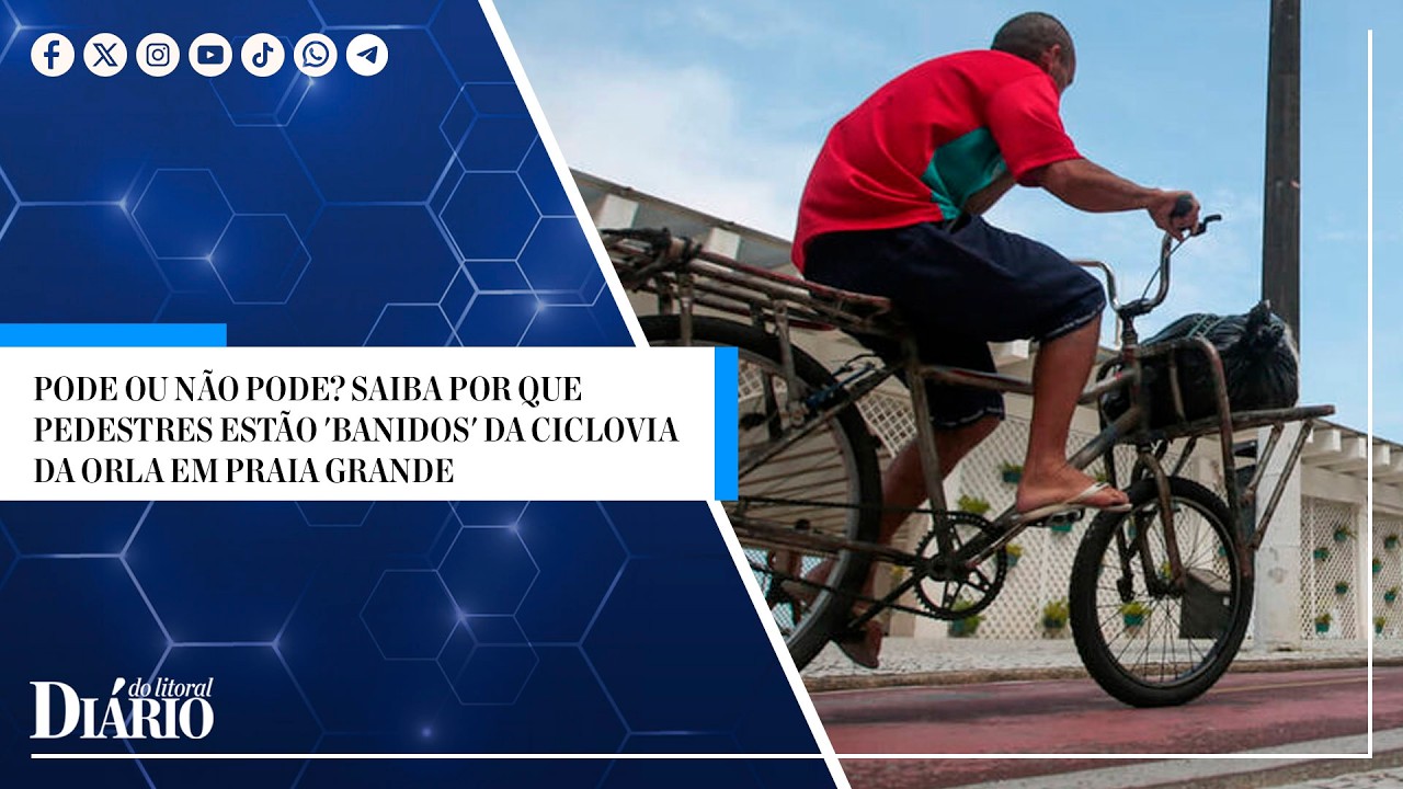 Pode ou não pode? Saiba por que pedestres estão 'banidos' da ciclovia da orla em Praia Grande