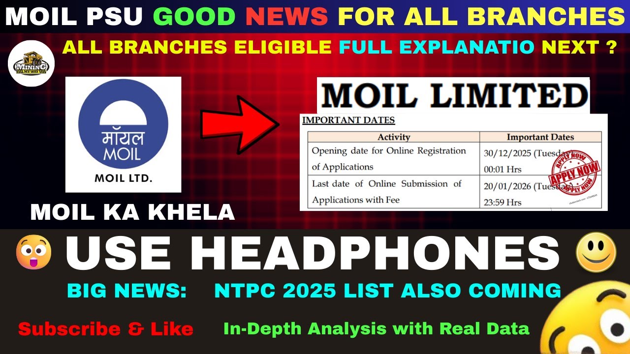 MOIL Recruitment 2026 | Exam Pattern, Eligibility, Selection Process & Dates #ntpc #gate  #mining