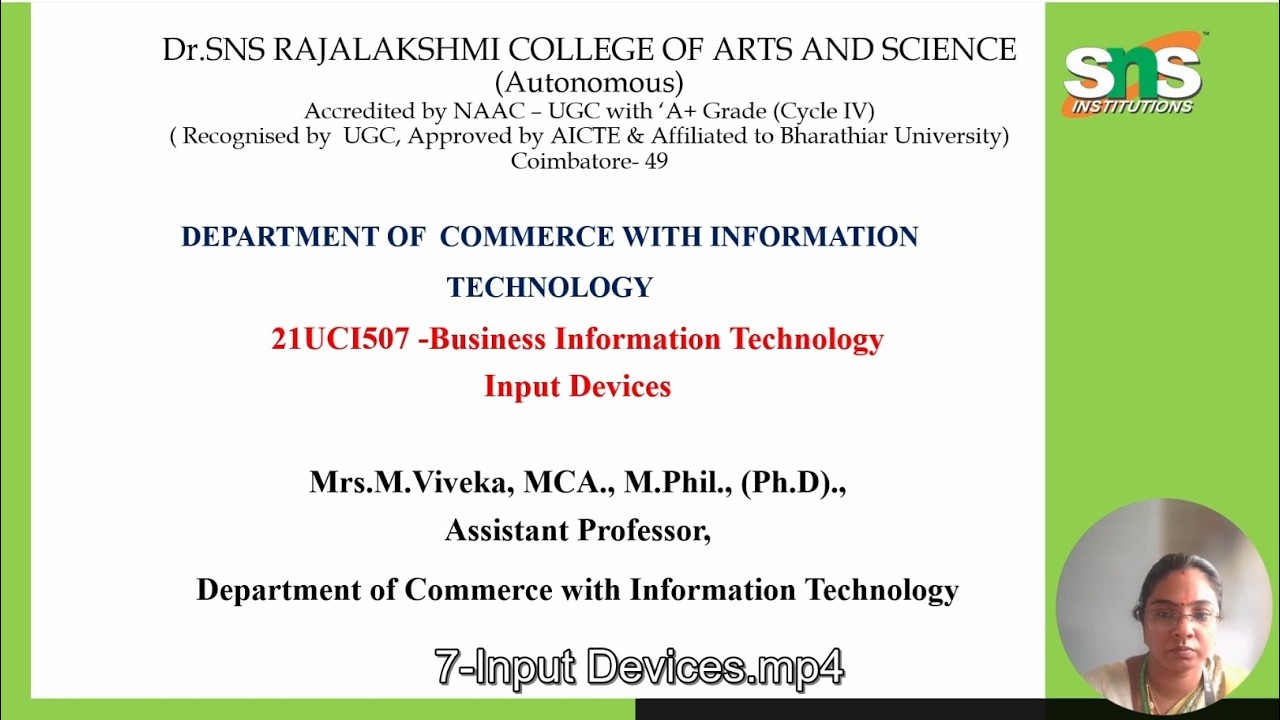 Input Devices | Business Information Technology | SNS Institutions