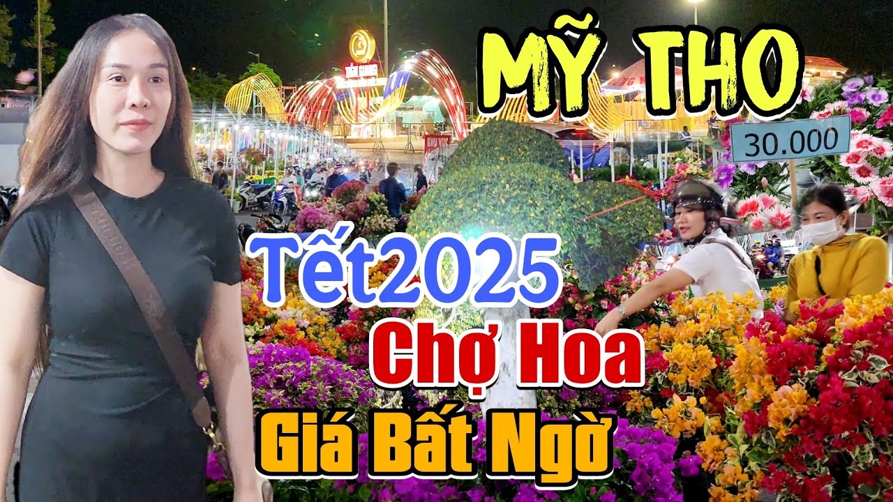 Chợ Hoa Xuân Mỹ Tho Tết 2025 Nhiều Cây Hoa Kiểng Độc Lạ Giá Bất Ngờ tại Quảng Trường Tiền Giang